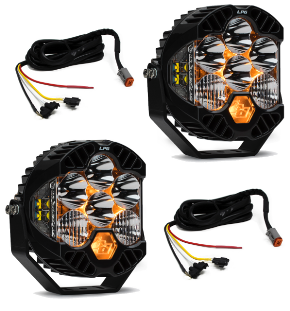 Picture of Jeep JL/JT Rubicon Steel Bumper LED Light Kit LP6 Baja Designs
