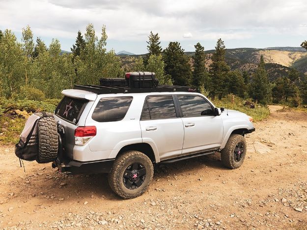 Picture of 10-21 4Runner Premium Roof Rack 42 in White Dual Row Spot Beam LED Light Bar Blue Backlight Short Cali Raised LED