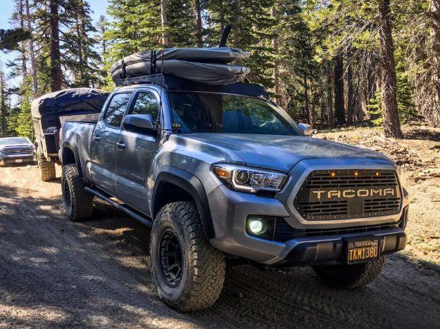 Picture of 05-21 Tacoma Trail Edition Rock Sliders No Kick Out Bedliner Cali Raised LED