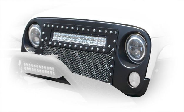 Picture of **Discontinued**Jeep JK Mesh LED Grill Black 07-18 Wrangler JK No Light DV8 Offroad