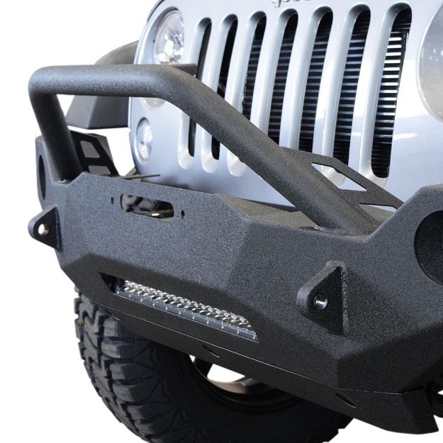 Picture of Jeep JK Front Bumper w/Fog Light Holes FS-19 07-18 Wrangler JK Steel Mid Length DV8 Offroad