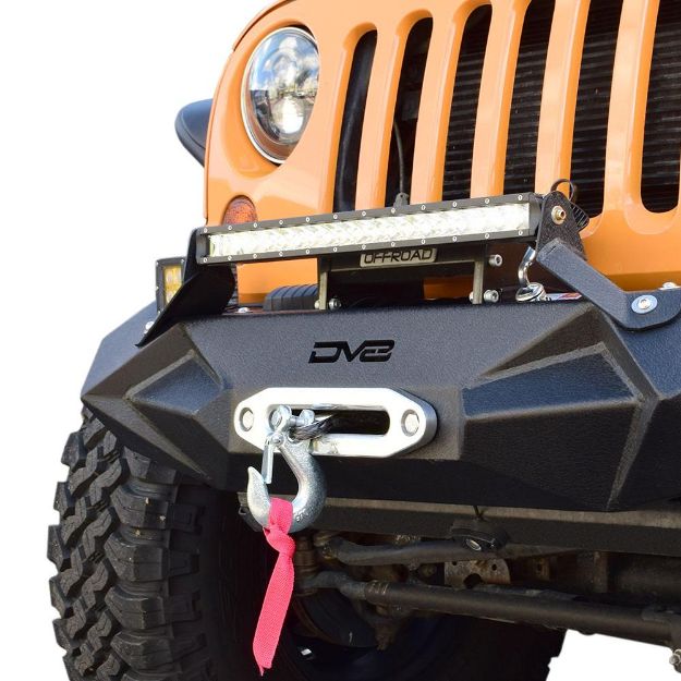Picture of Jeep JK/JL Front Bumper w/Light Bracket Winch Plate 07-18 Wrangler JK/JL Steel Stubby DV8 Offroad