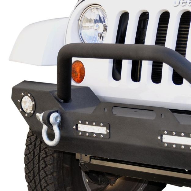 Picture of Jeep JK/JL Front Bumper 07 w/LED Lights 07-18 Wrangler JK/JL Steel Mid Length DV8 Offroad