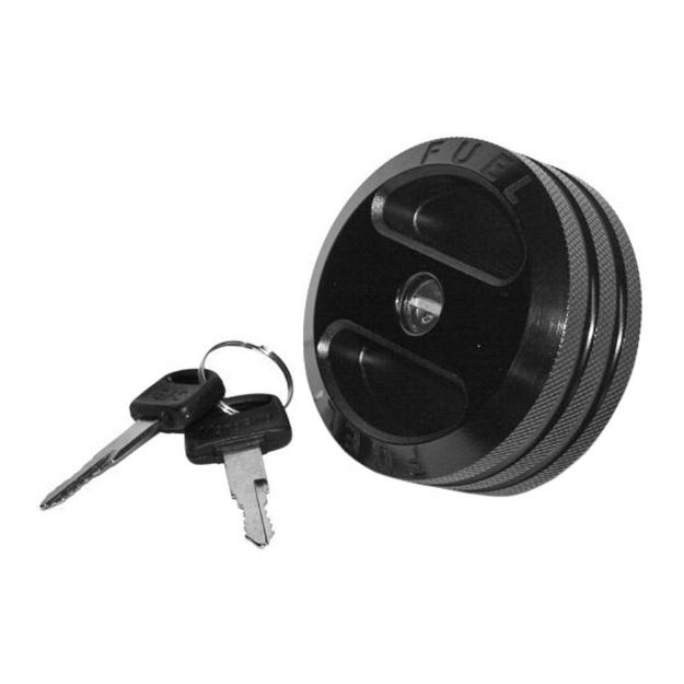 Picture of 2001-18 Jeep TJ/JK and 2008-13 Dodge Challenger Billet Gas Cap Black DV8 Offroad