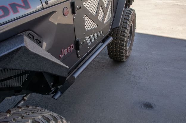 Picture of Jeep JL Tubular Rock Slider with Plated End Caps 18-Present Jeep JL 2 Door DV8 Offroad