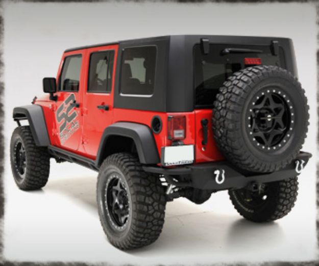 Picture of SRC Rear Bumper w/ 2 Inch Hitch Receiver and Tire Carrier 07-15 Wrangler JK Black Smittybilt