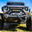 Picture of Jeep JK/JL Front Bumper w/Fog Light Holes FS-15 07-18 Wrangler JK/JL Steel Stubby DV8 Offroad